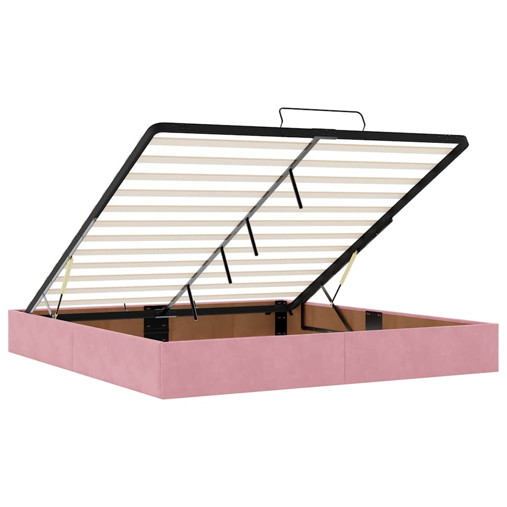 vidaXL Estructura cama otomana con colchón terciopelo rosa 180x200 cm