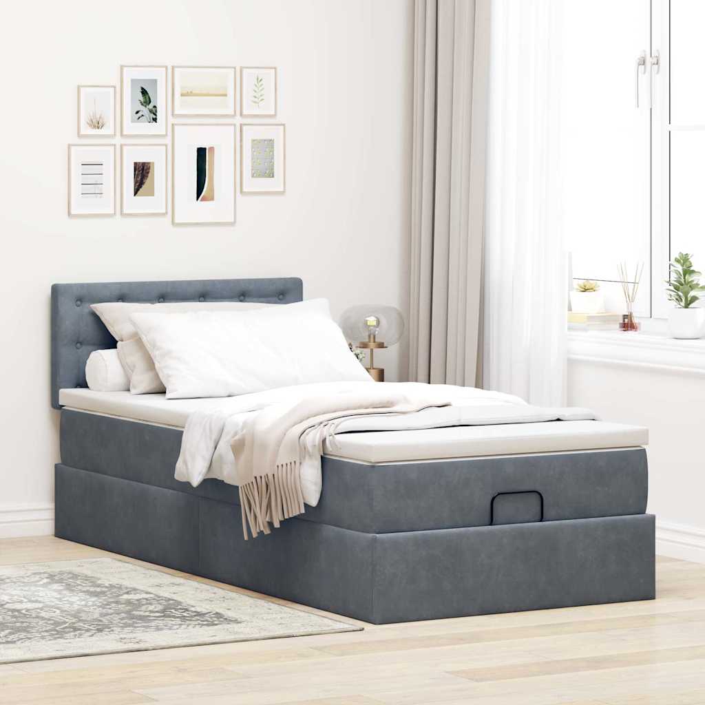 vidaXL Estructura cama otomana colchón terciopelo gris oscuro