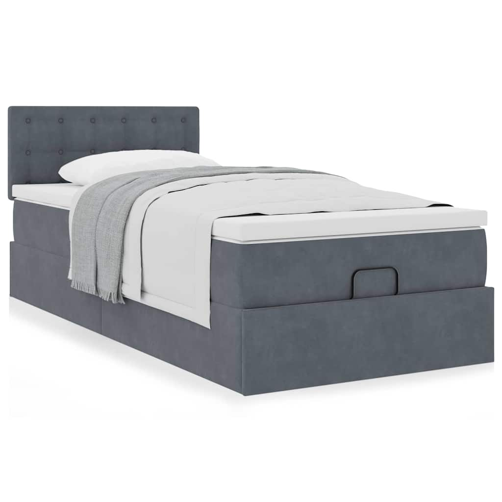 vidaXL Estructura cama otomana colchón terciopelo gris oscuro