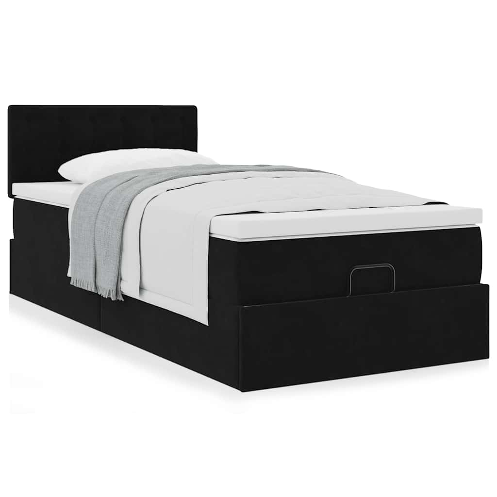 vidaXL Estructura cama otomana colchón terciopelo negra 80x200cm