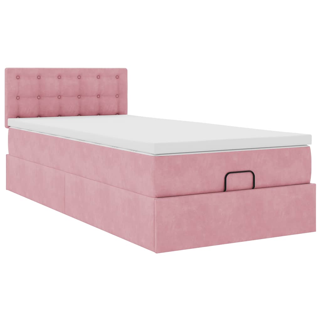 vidaXL Estructura cama otomana colchón terciopelo rosa 80x200cm