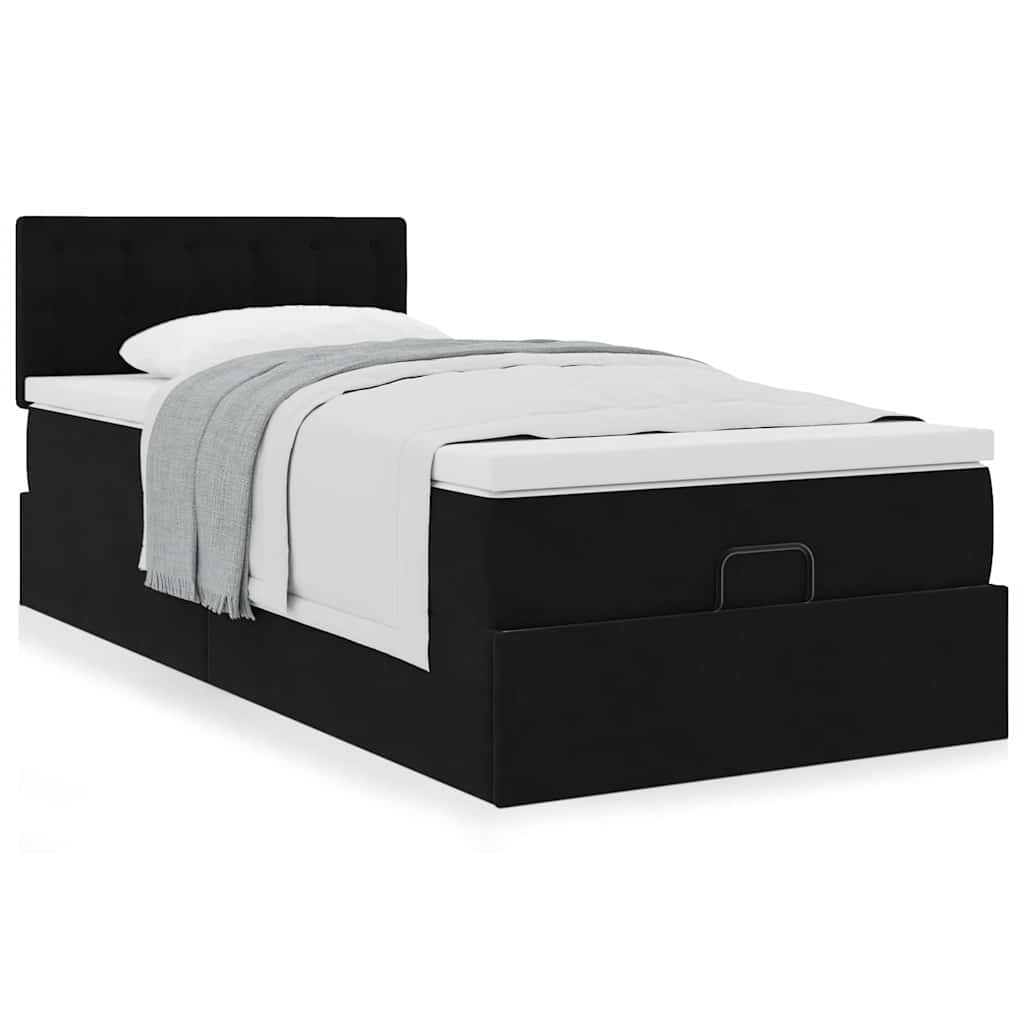 vidaXL Estructura cama otomana colchón terciopelo negra 90x190 cm