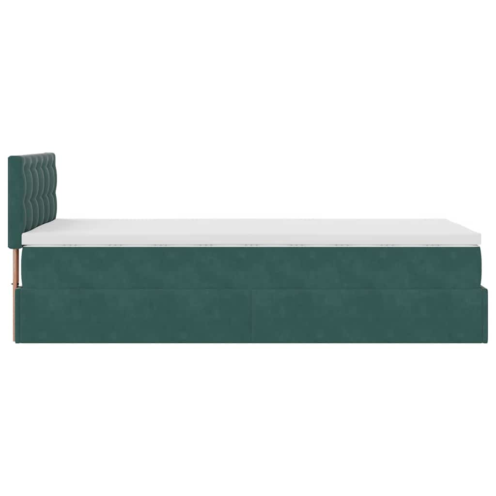 vidaXL Estructura de cama otomana colchón terciopelo verde oscuro