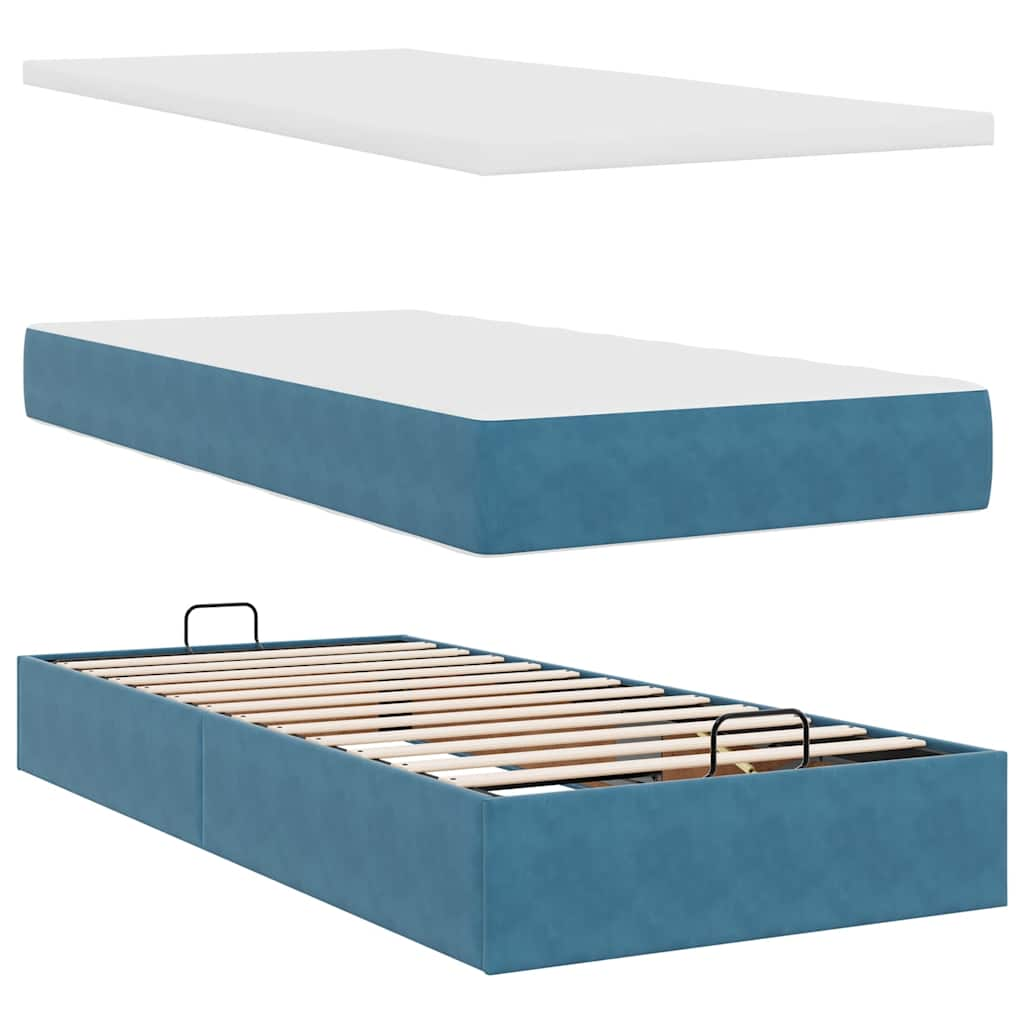 vidaXL Estructura de cama otomana con colchón terciopelo azul oscuro