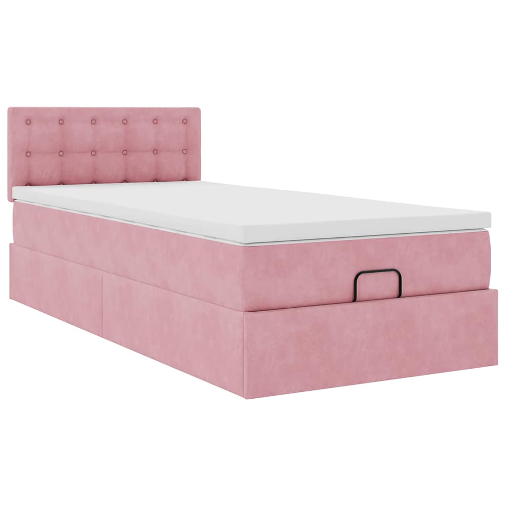 vidaXL Estructura de cama otomana colchón terciopelo rosa 100x200cm