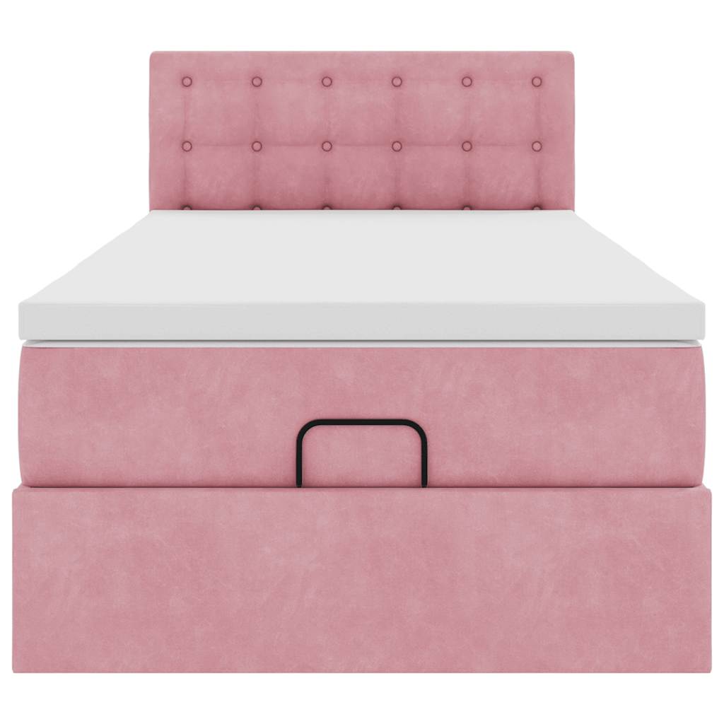 vidaXL Estructura de cama otomana colchón terciopelo rosa 100x200cm