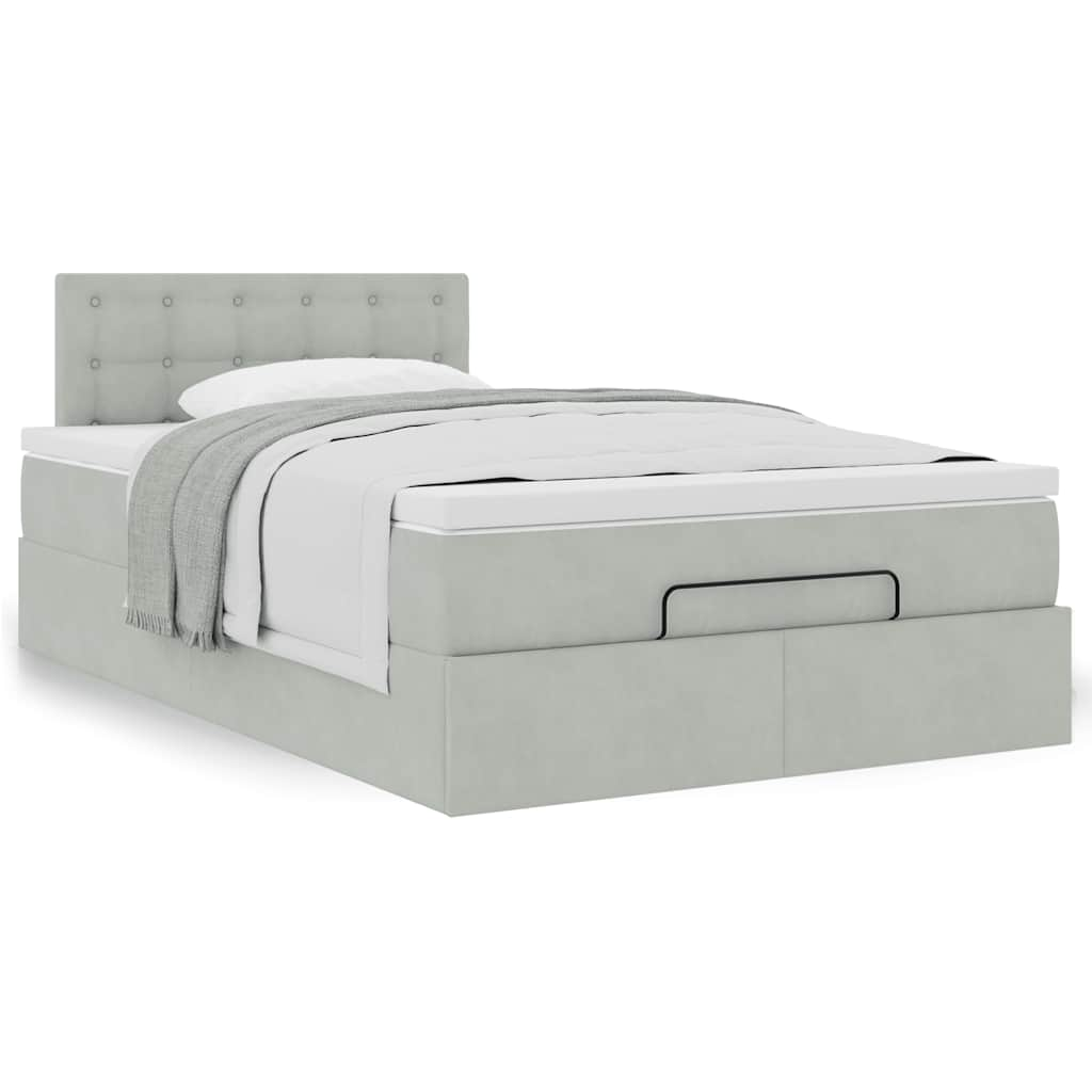 vidaXL Estructura de cama otomana colchón terciopelo gris claro