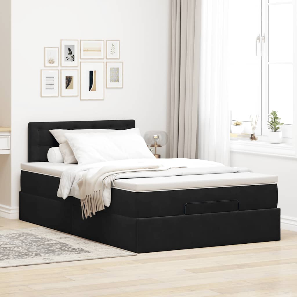 vidaXL Estructura de cama otomana colchón terciopelo negro