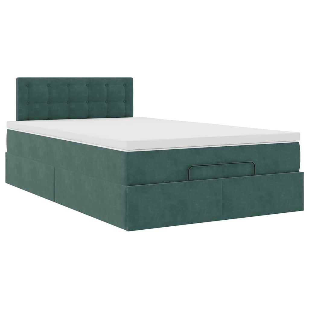 vidaXL Estructura de cama otomana colchón terciopelo verde oscuro