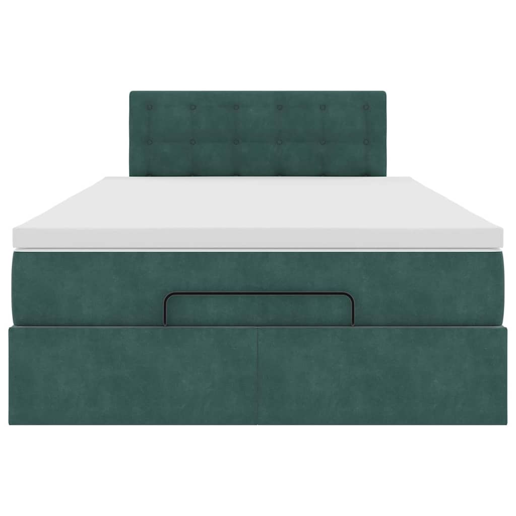 vidaXL Estructura de cama otomana colchón terciopelo verde oscuro