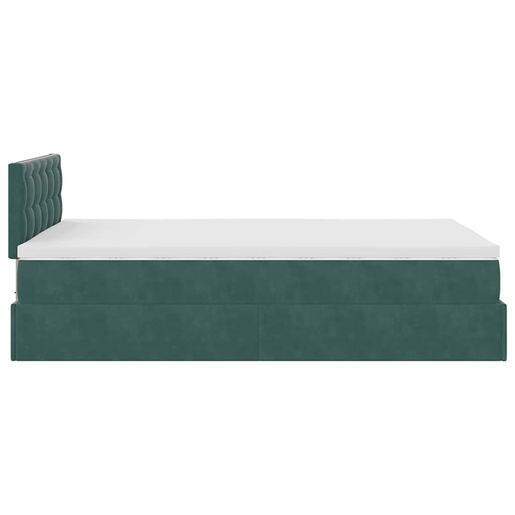 vidaXL Estructura de cama otomana colchón terciopelo verde oscuro