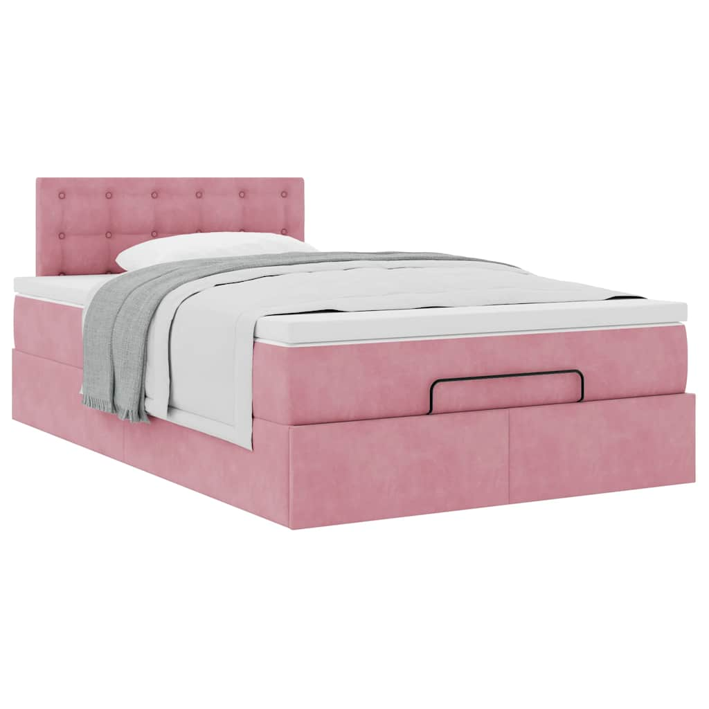 vidaXL Estructura cama otomana con colchón terciopelo rosa 120x190 cm