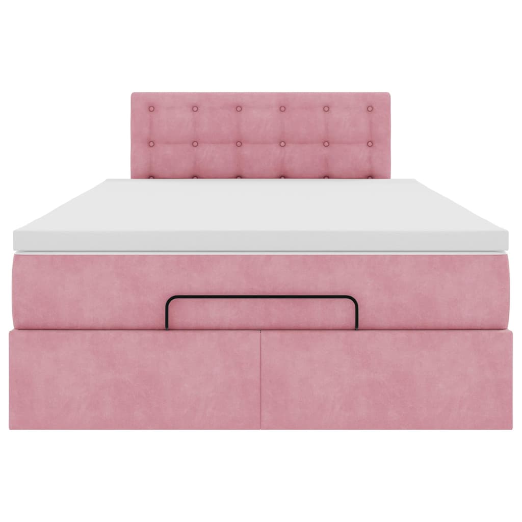 vidaXL Estructura cama otomana con colchón terciopelo rosa 120x190 cm