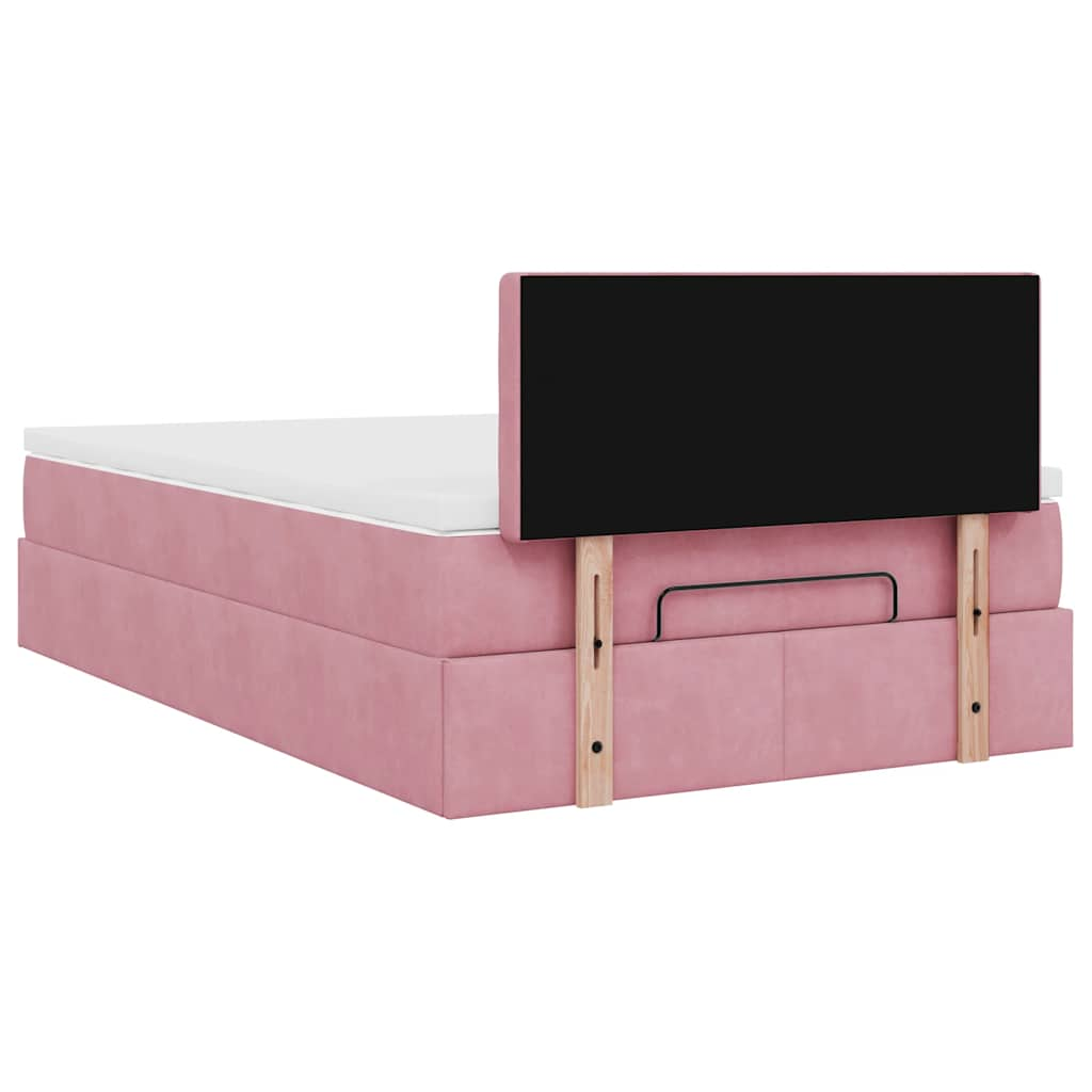 vidaXL Estructura cama otomana con colchón terciopelo rosa 120x190 cm