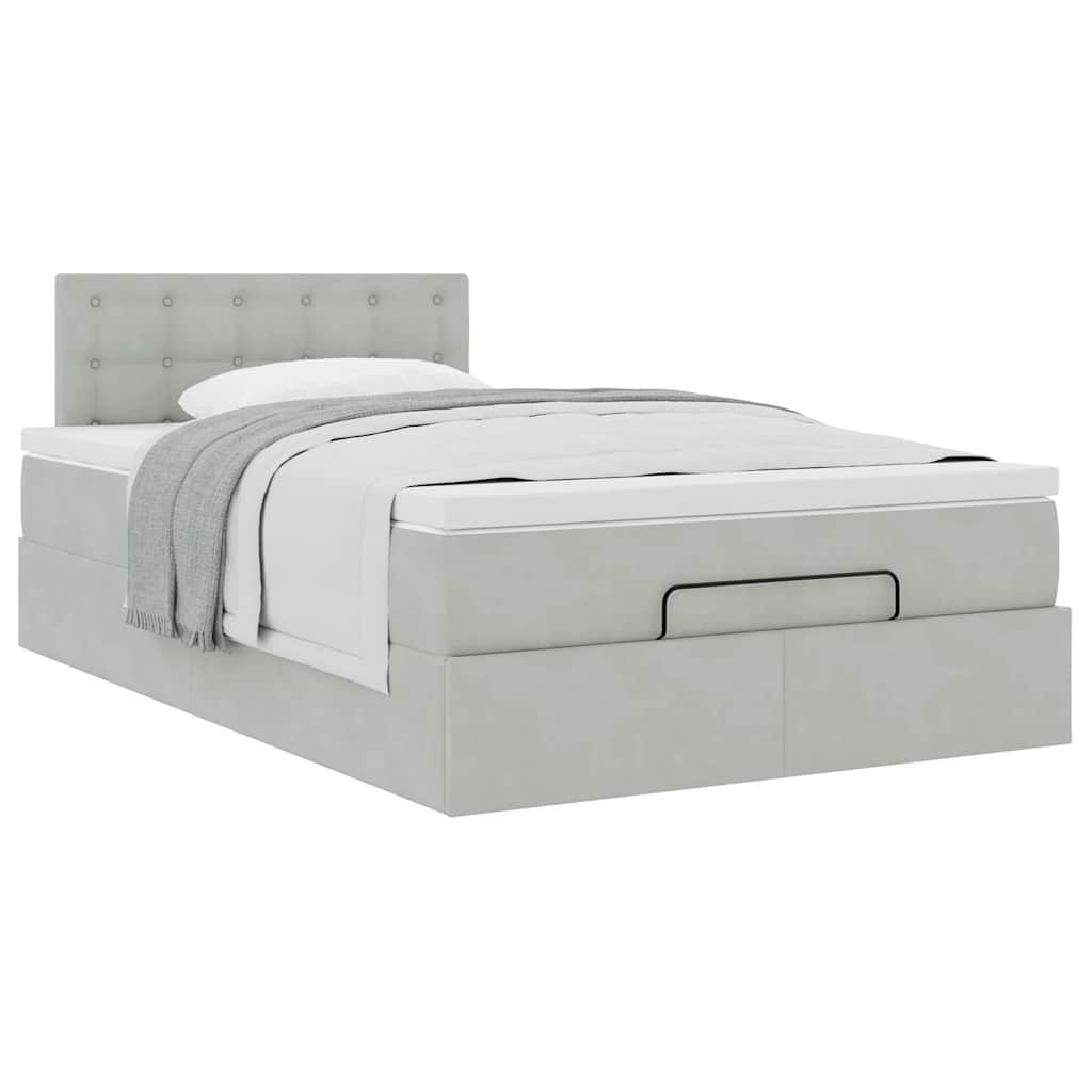 vidaXL Estructura cama otomana colchón terciopelo gris claro 120x200cm