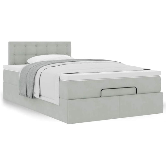 vidaXL Estructura cama otomana colchón terciopelo gris claro 120x200cm