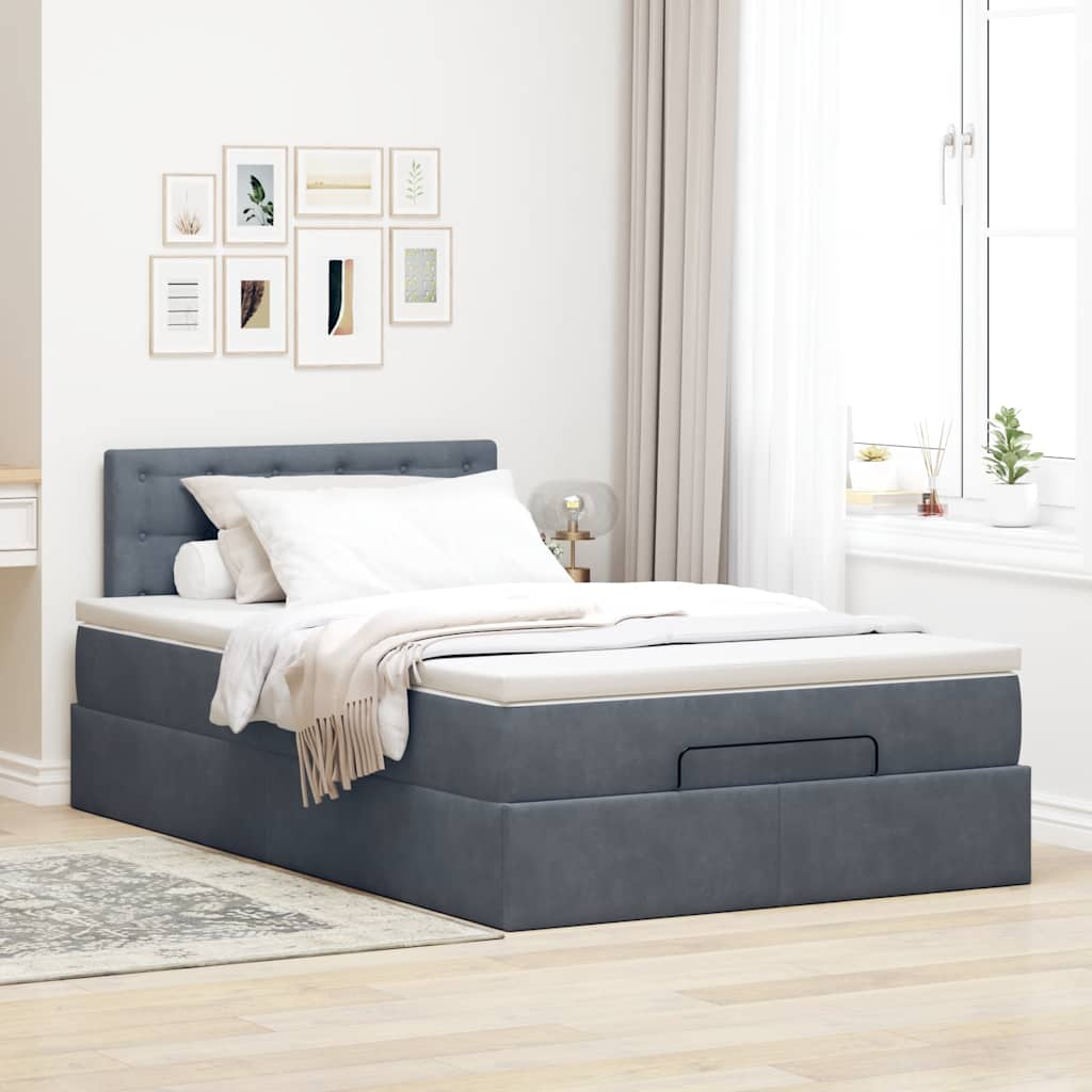 vidaXL Estructura cama otomana colchón terciopelo gris oscuro