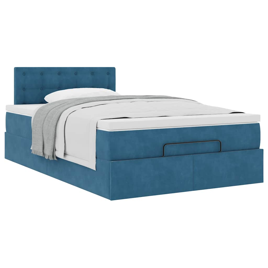 vidaXL Estructura de cama otomana colchón terciopelo azul oscuro