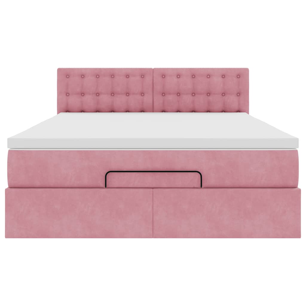 vidaXL Estructura cama otomana colchón terciopelo rosa 140x200cm