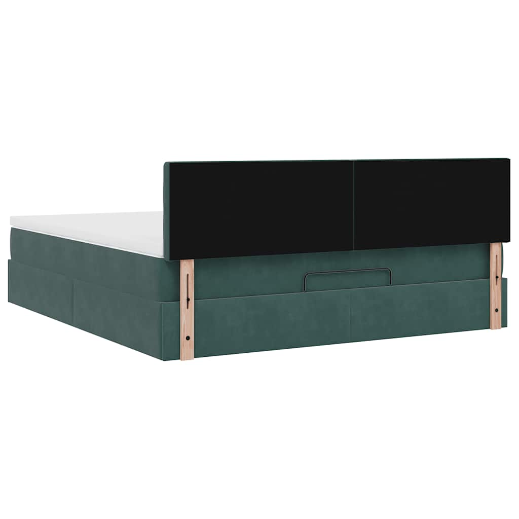 vidaXL Estructura de cama otomana con colchón verde oscuro 180x200 cm