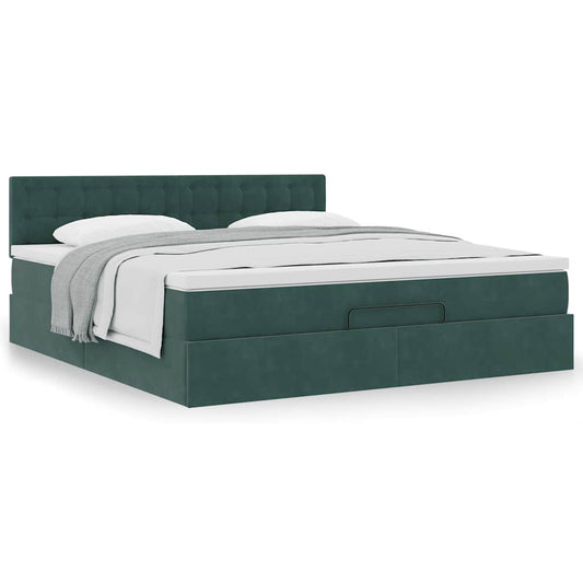 vidaXL Estructura de cama otomana con colchón verde oscuro 180x200 cm