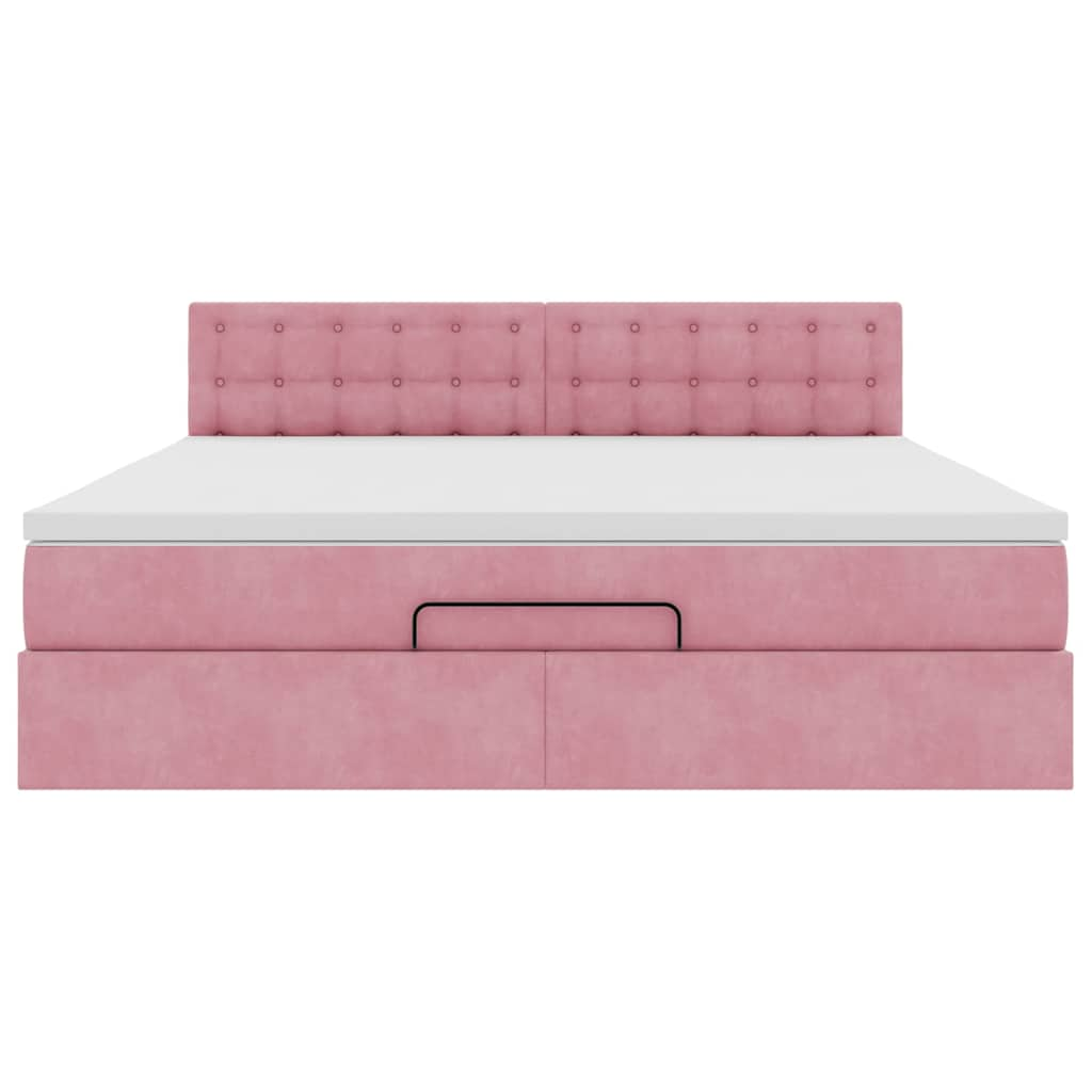 vidaXL Estructura cama otomana con colchón terciopelo rosa 180x200 cm