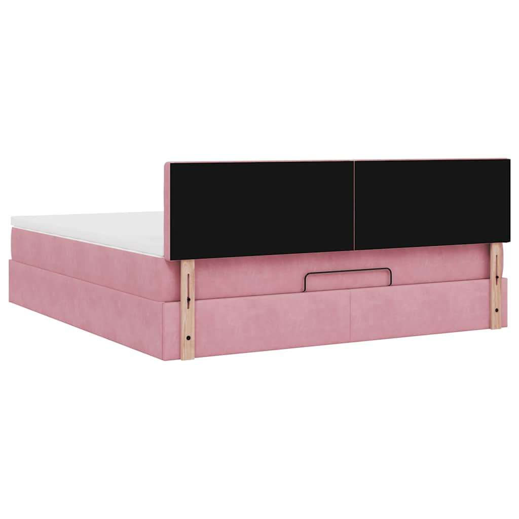 vidaXL Estructura cama otomana con colchón terciopelo rosa 180x200 cm