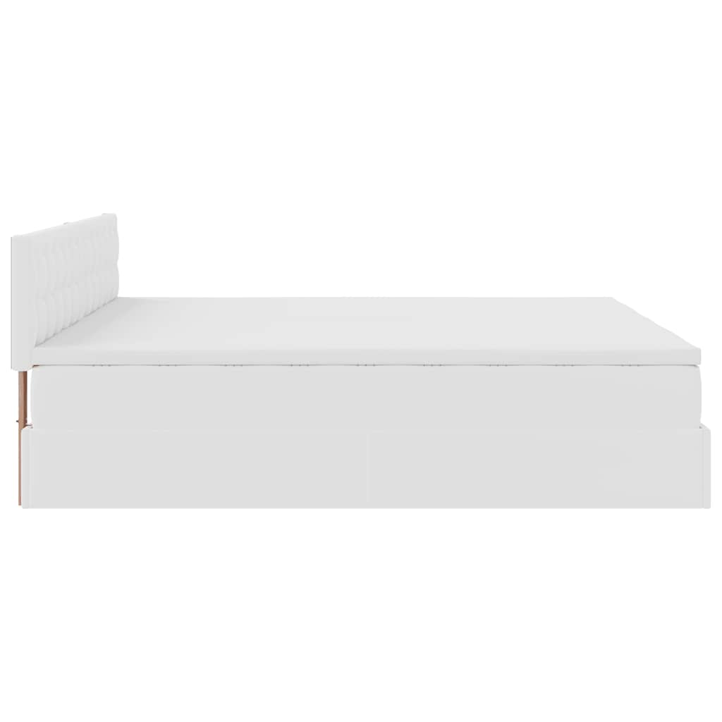 vidaXL Estructura de cama otomana con colchones cuero sintético blanco