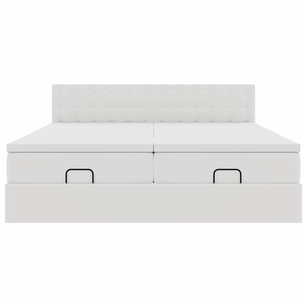 vidaXL Estructura cama otomana colchones cuero sintético blanco