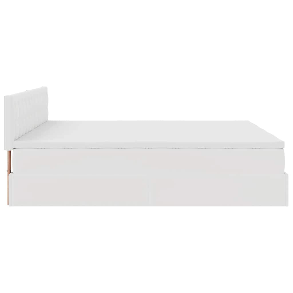 vidaXL Estructura cama otomana colchones cuero sintético blanco