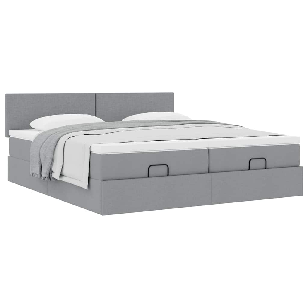 vidaXL Estructura de cama otomana colchones tela gris claro 160x200cm