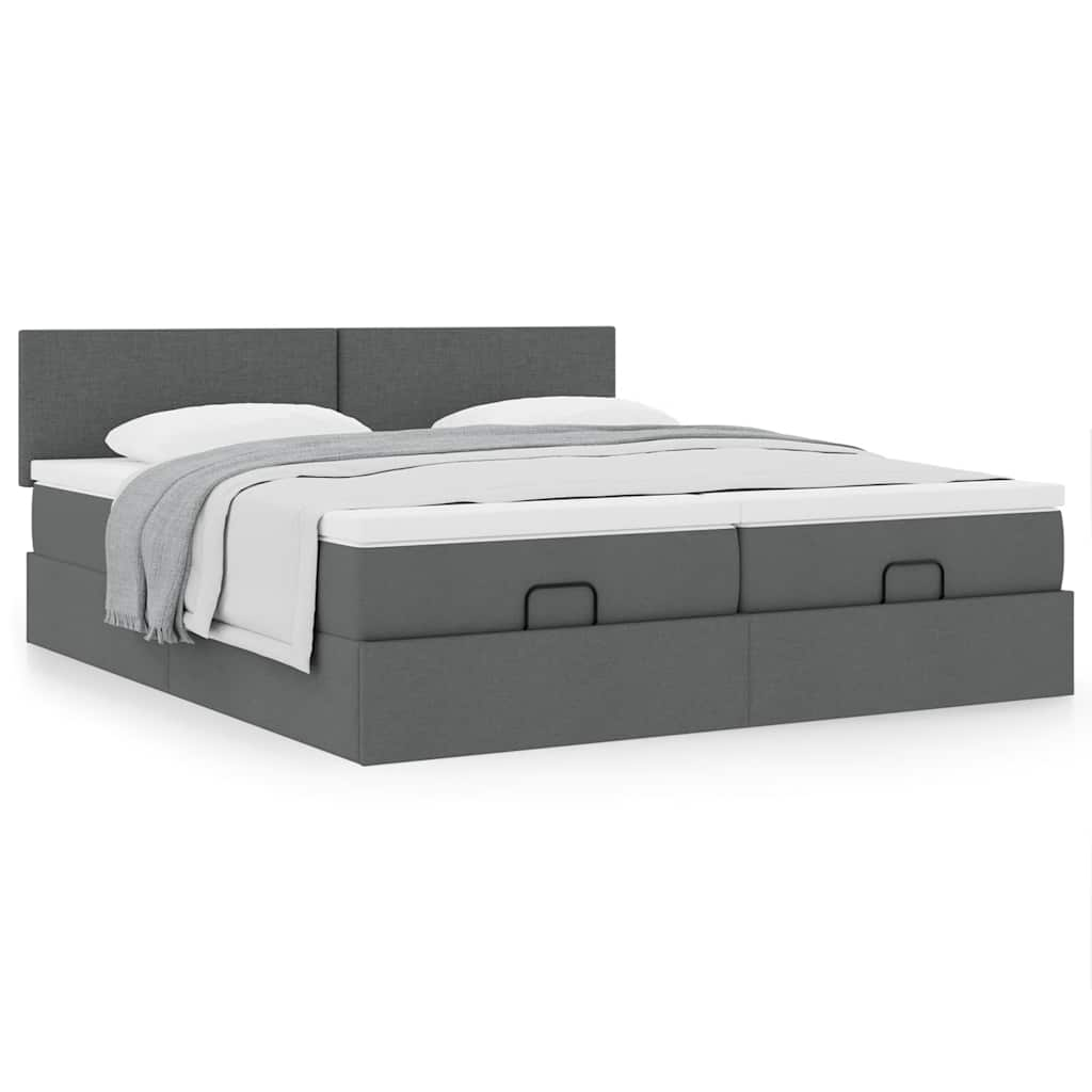 vidaXL Estructura cama otomana colchones tela gris oscuro 160x200 cm