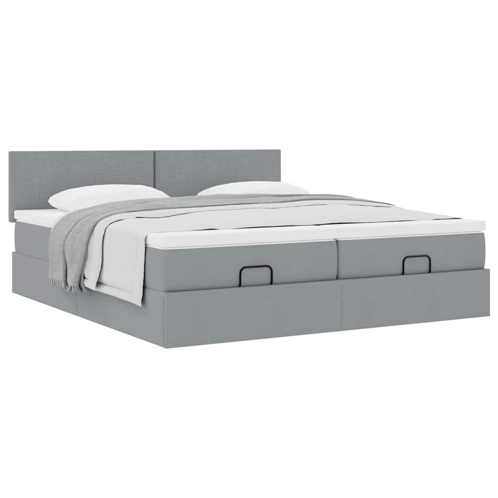 vidaXL Estructura de cama otomana colchones tela gris claro 180x200cm