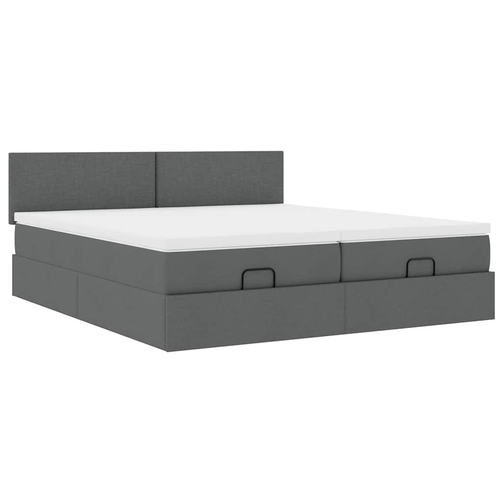 vidaXL Estructura cama otomana colchones tela gris oscuro 180x200cm