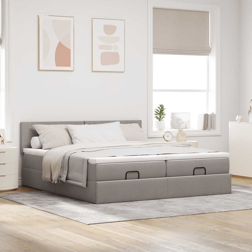 vidaXL Estructura de cama otomana colchones tela gris pardo 180x200 cm