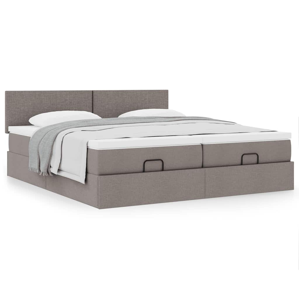 vidaXL Estructura de cama otomana colchones tela gris pardo 180x200 cm