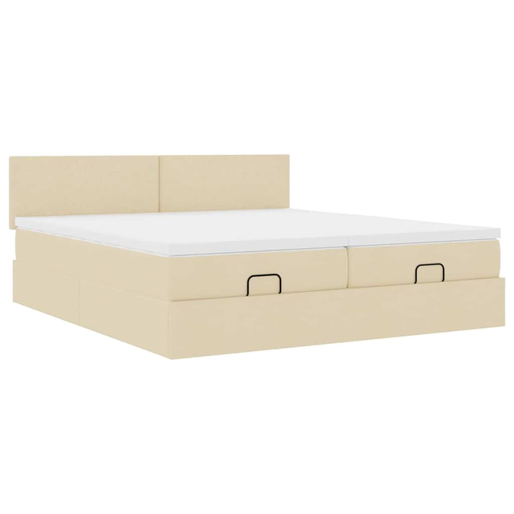 vidaXL Estructura de cama otomana con colchones tela crema 180x200cm