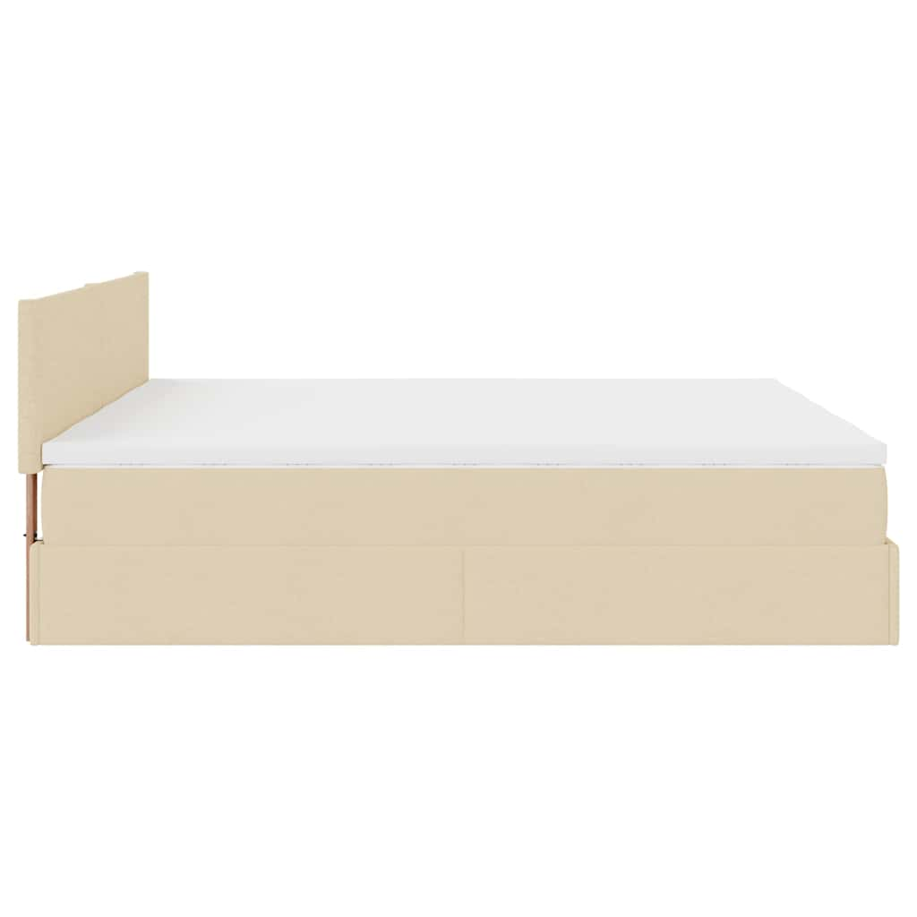 vidaXL Estructura de cama otomana con colchones tela crema 180x200cm