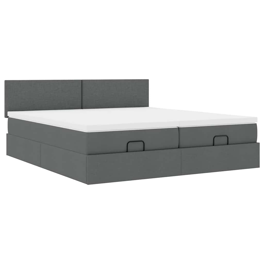 vidaXL Estructura cama otomana colchones tela gris oscuro 200x200cm