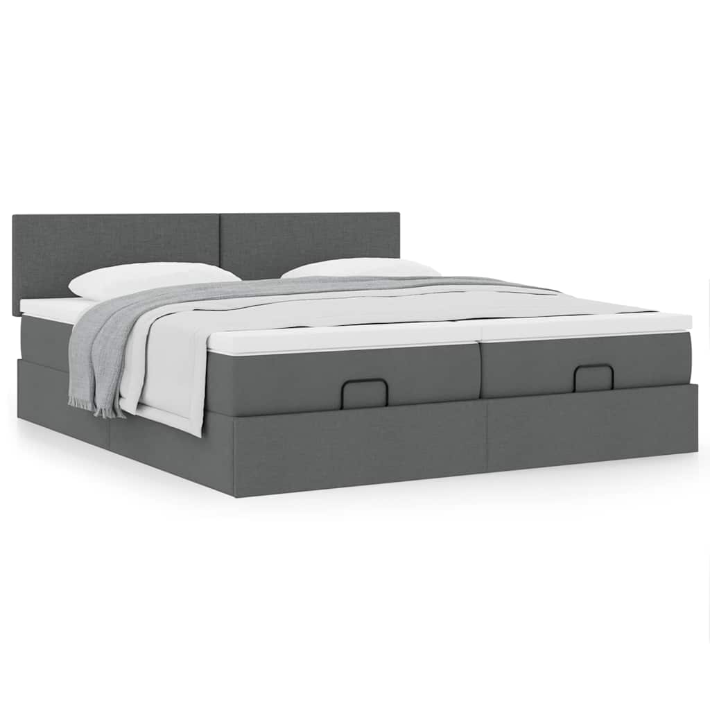 vidaXL Estructura cama otomana colchones tela gris oscuro 200x200cm