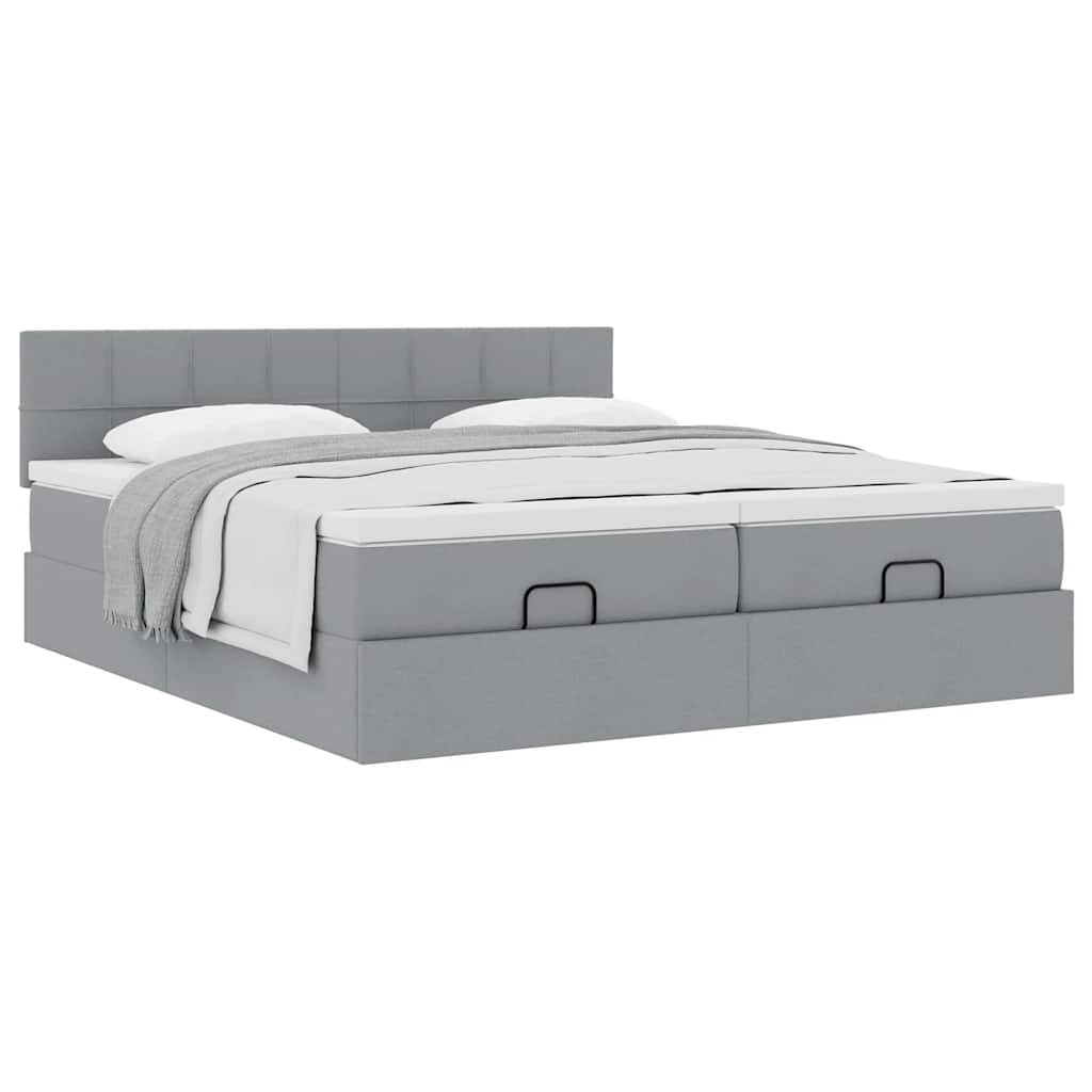 vidaXL Estructura de cama otomana colchones tela gris claro 180x200cm