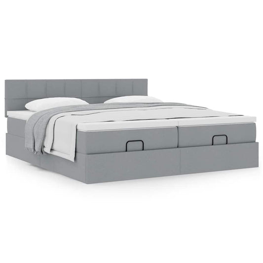 vidaXL Estructura de cama otomana colchones tela gris claro 180x200cm