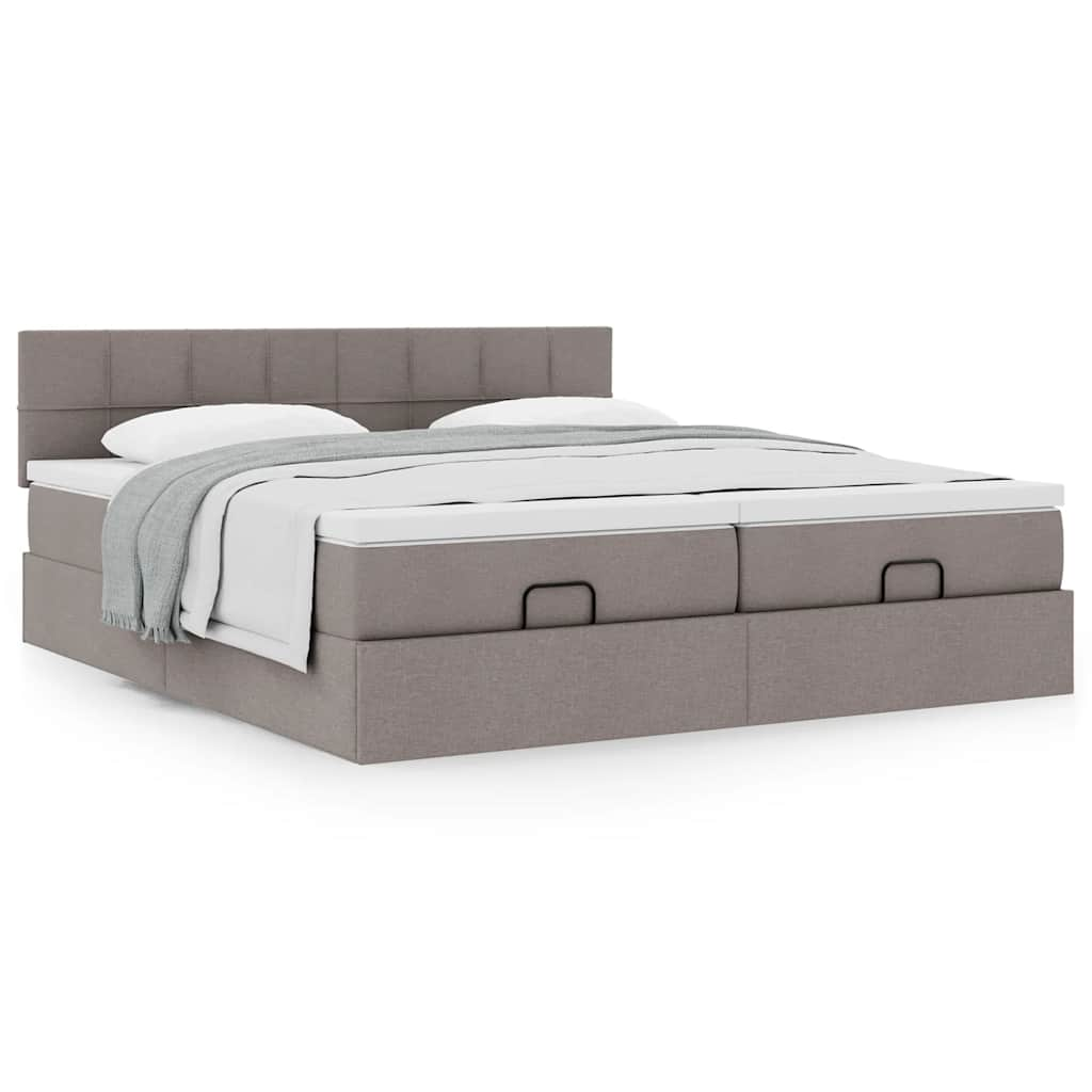 vidaXL Estructura de cama otomana colchones tela gris pardo 180x200 cm