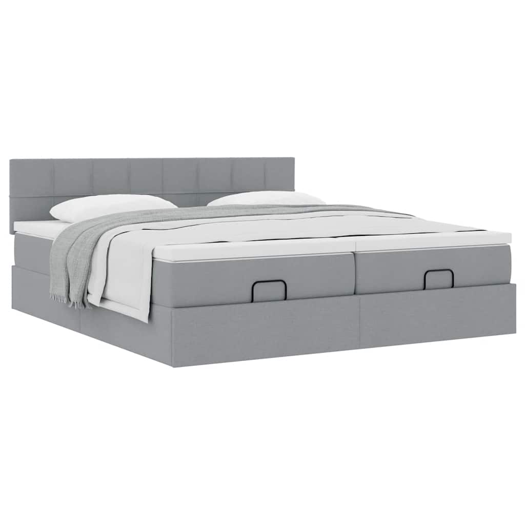 vidaXL Estructura de cama otomana colchones tela gris claro 200x200cm