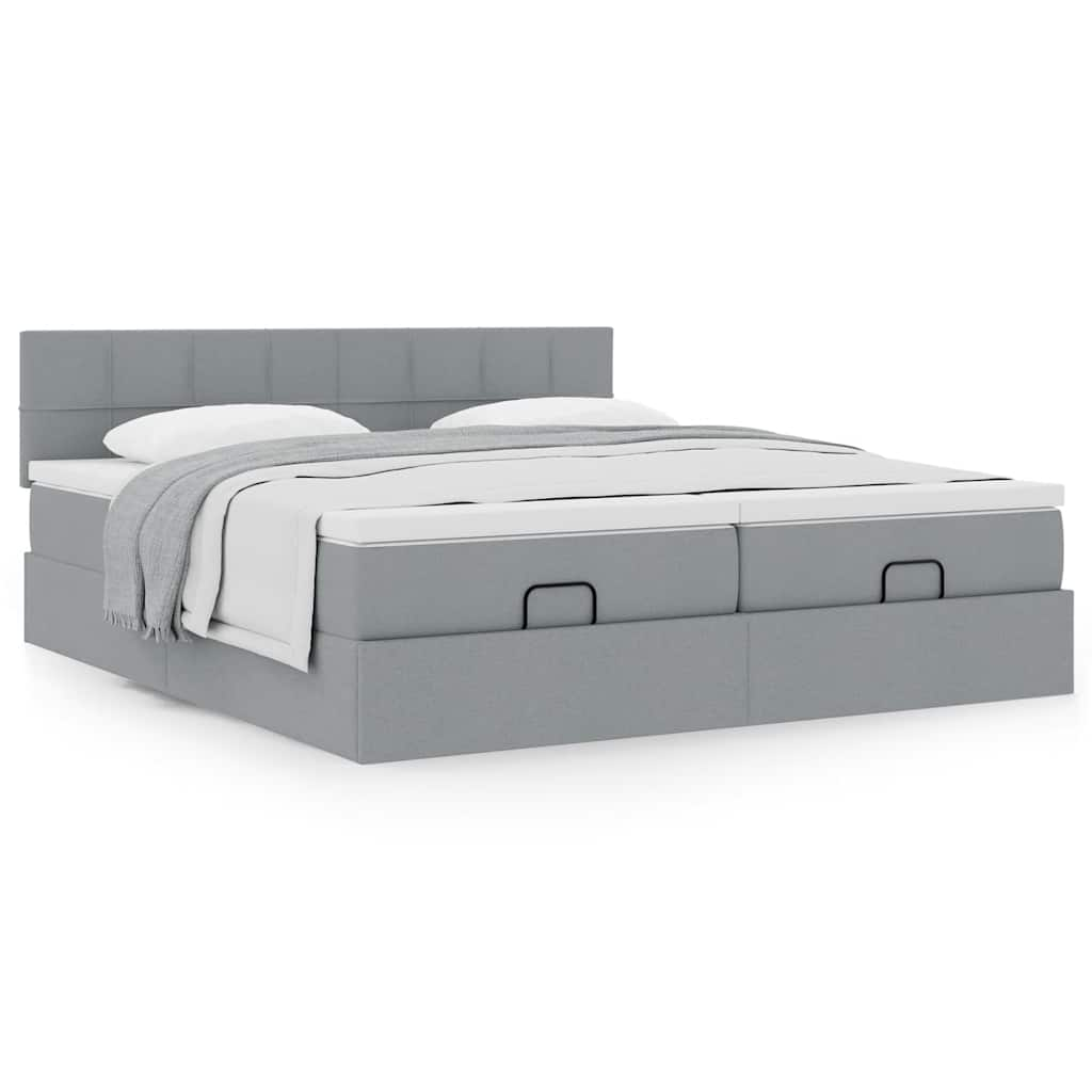 vidaXL Estructura de cama otomana colchones tela gris claro 200x200cm