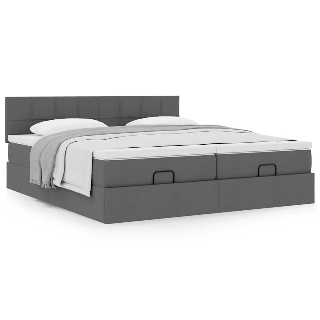 vidaXL Estructura cama otomana colchones tela gris oscuro 200x200cm