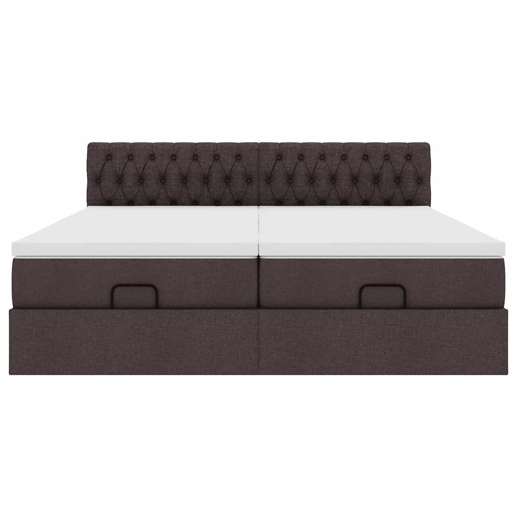 vidaXL Estructura cama otomana colchones tela marrón oscuro 200x200cm