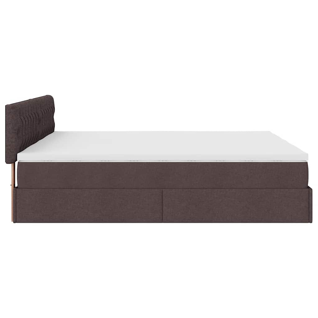 vidaXL Estructura cama otomana colchones tela marrón oscuro 200x200cm