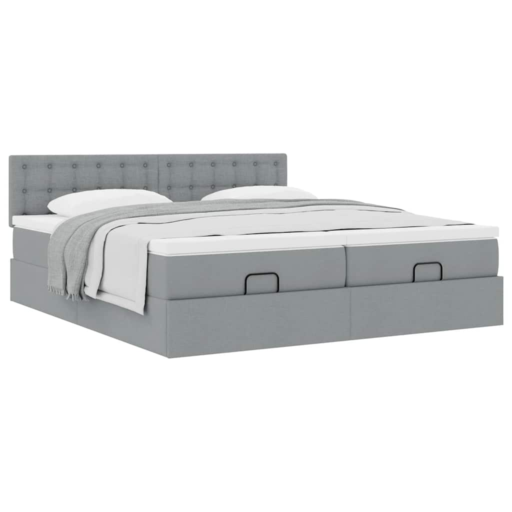 vidaXL Estructura de cama otomana colchones tela gris claro 160x200cm