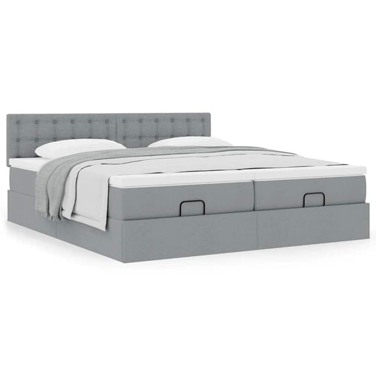 vidaXL Estructura de cama otomana colchones tela gris claro 160x200cm